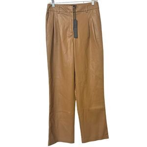 New w/ Tags House‎ of Harlow 1960 Brown Faux Leather Straight Leg Pants Womens 6